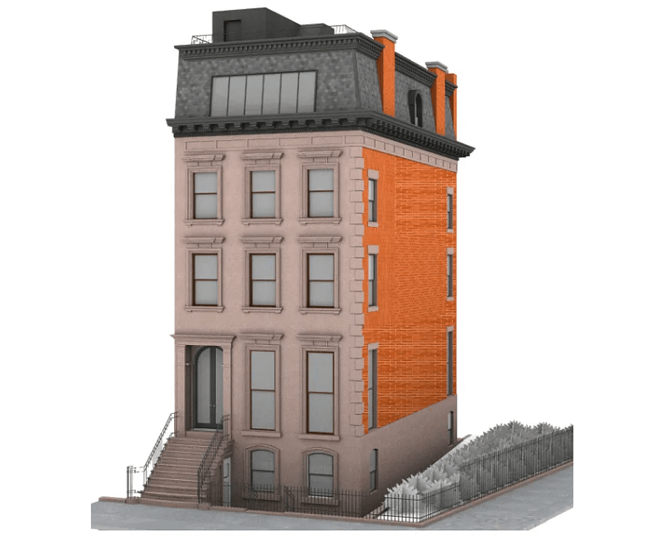 rendering of the restored facade