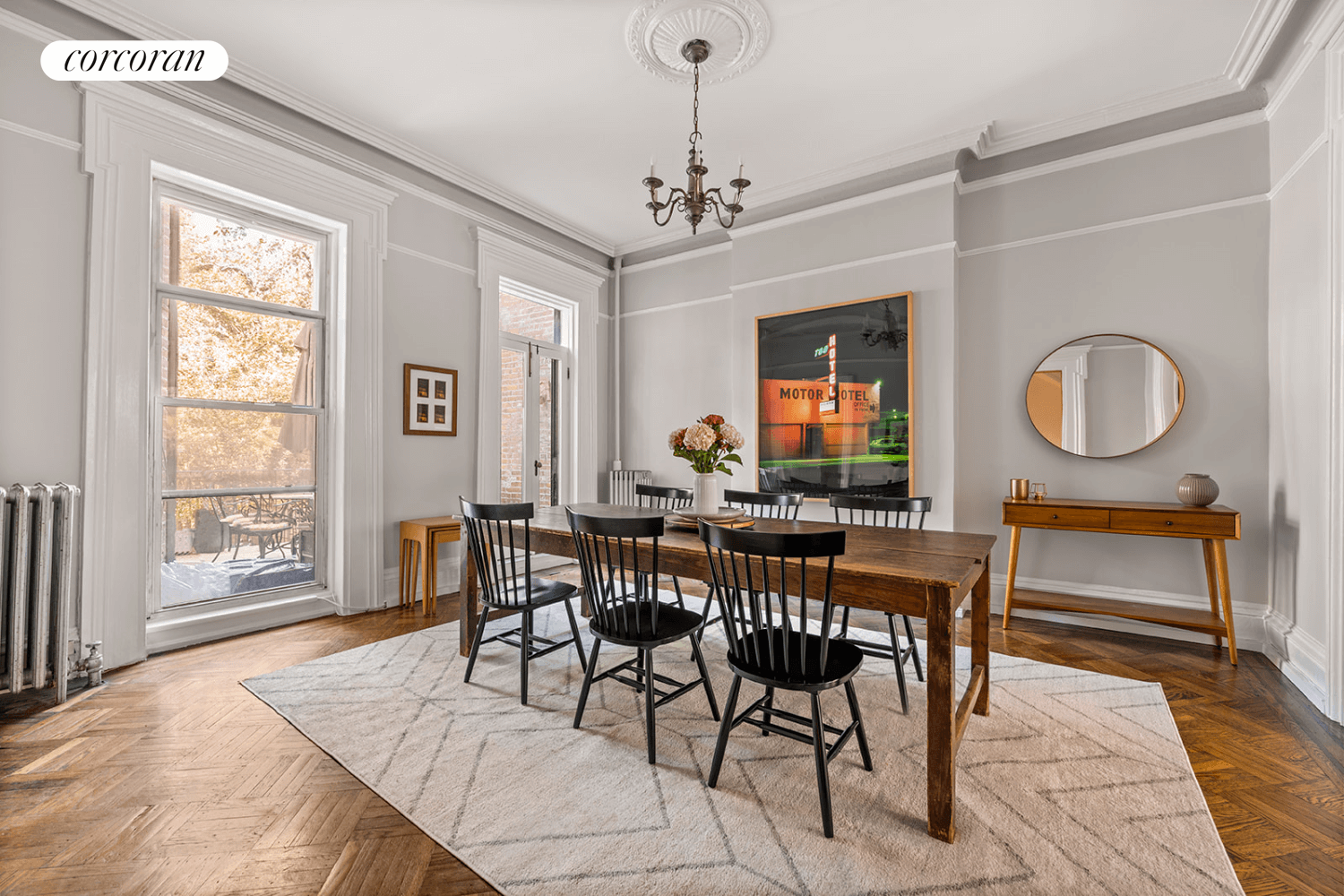 brooklyn open house - dining room with ear moldings around windows