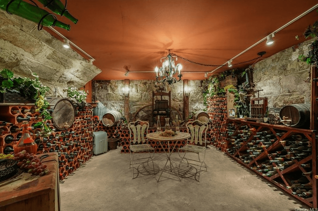 wine cellar with rough stone walls