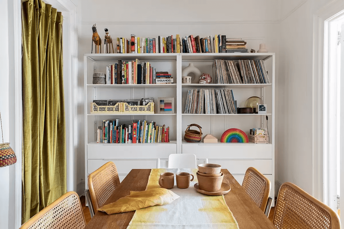 dining rom with white walls and picture rail