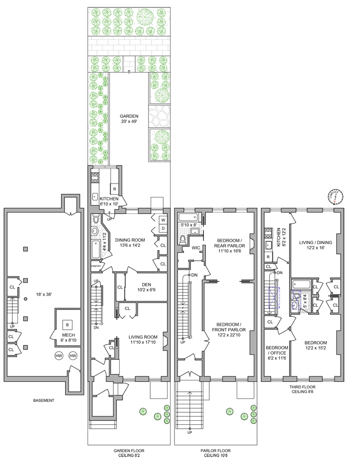 floorplan showing lower duplex with top floor rental