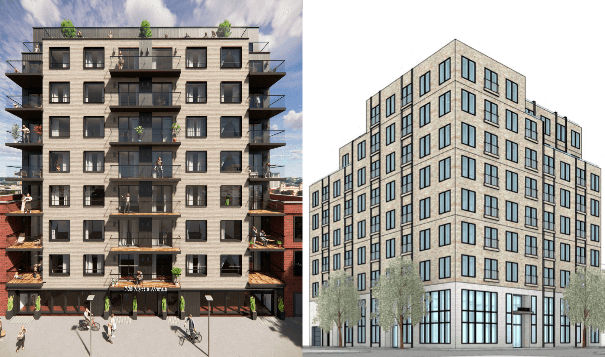 renderings of two apartment buildings