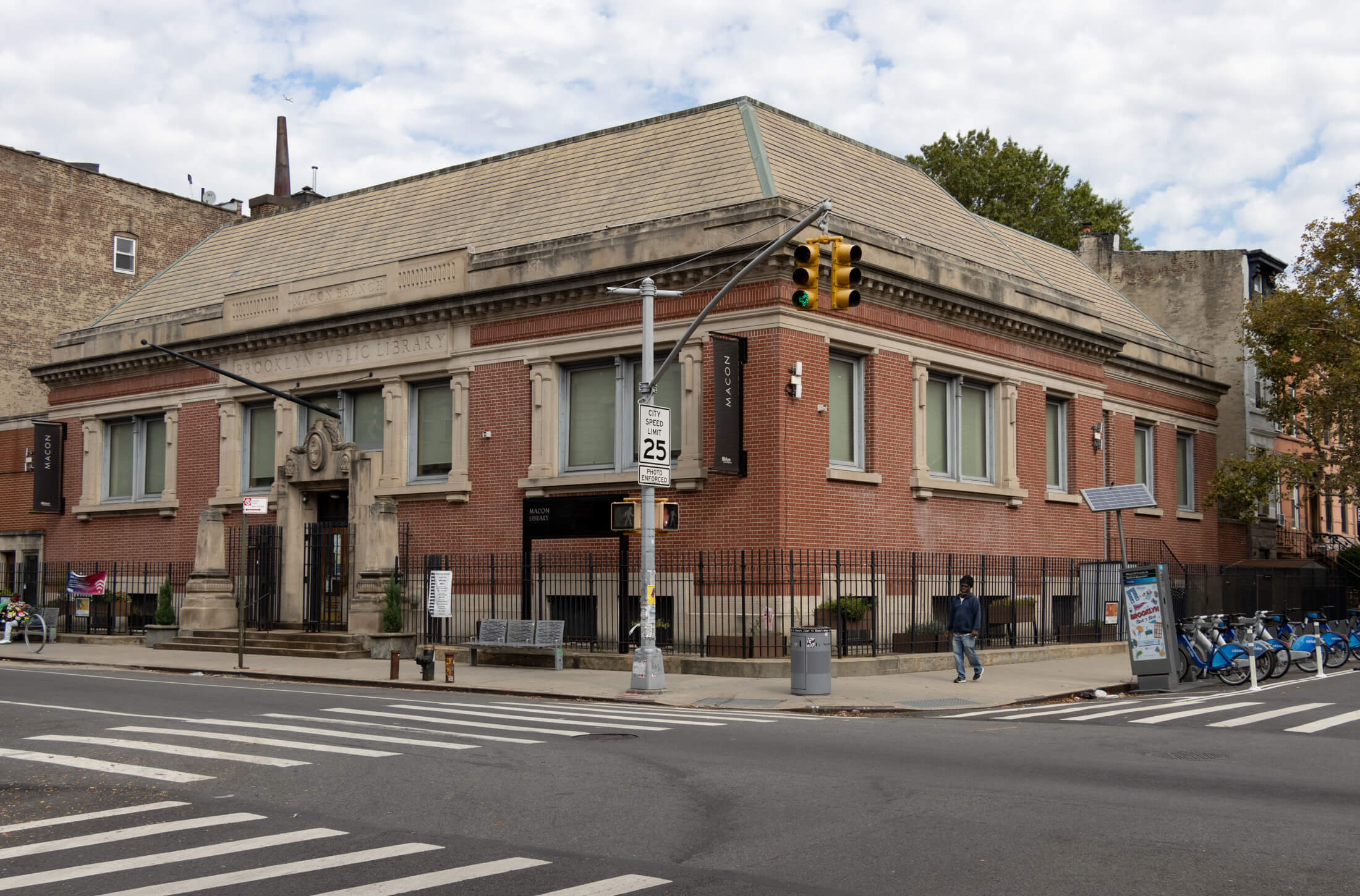 brooklyn public library - brick branch with a limestone sign