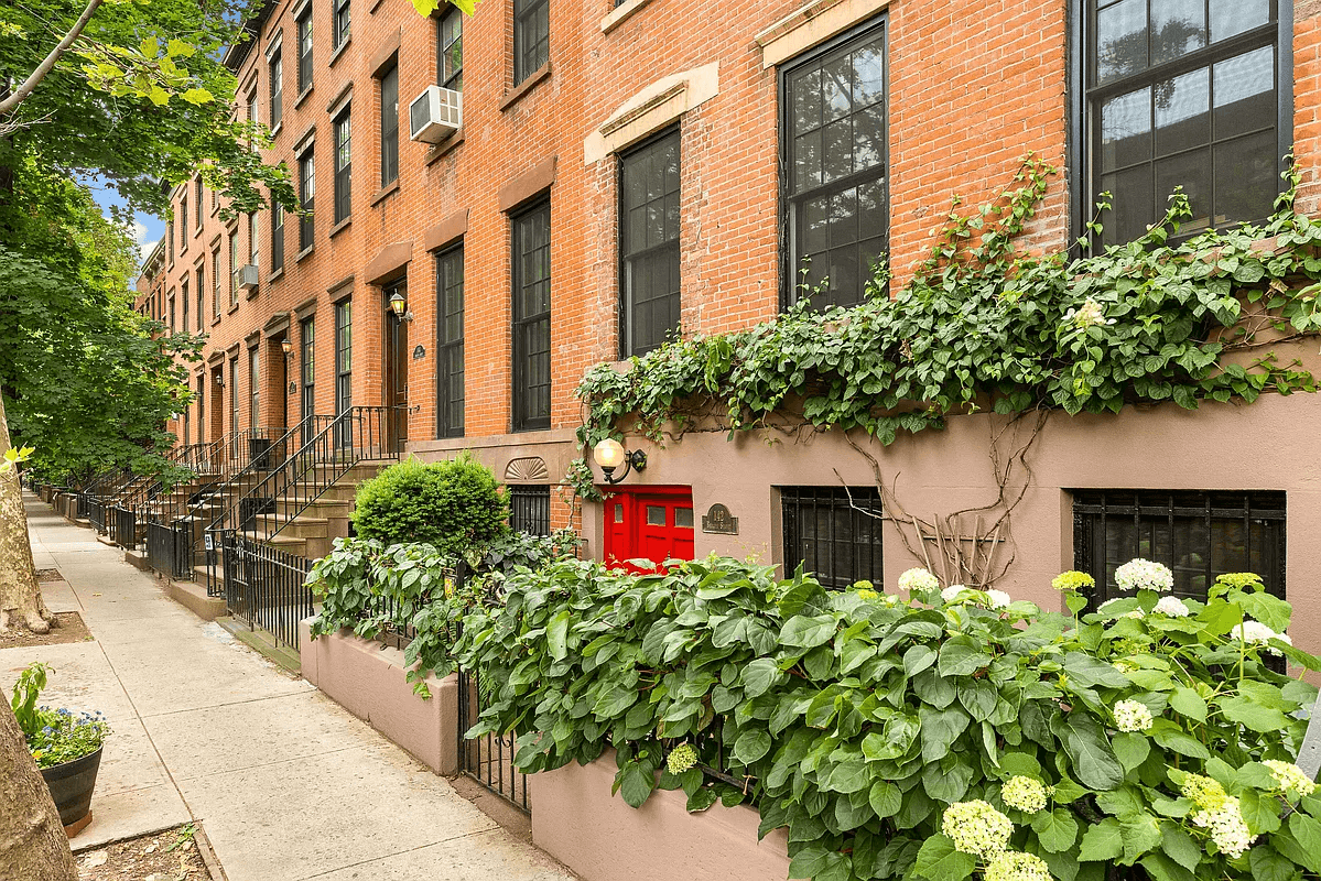 street view of brick rowhouses