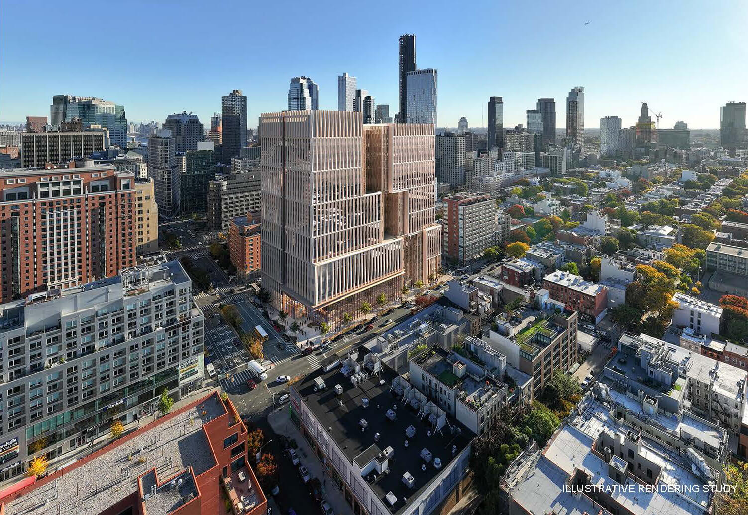 jail - aerial rendering of the proposed jail and surrounding buildings