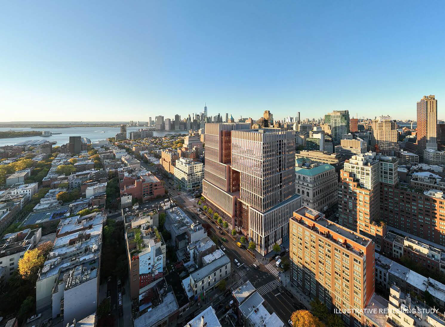 jail - aerial rendering showing new design and surrounding blocks