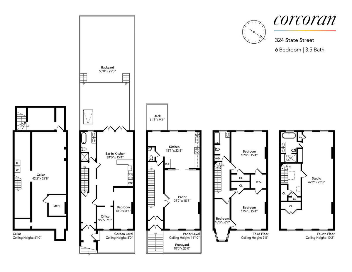 floor plan showing garden level rental and triplex above