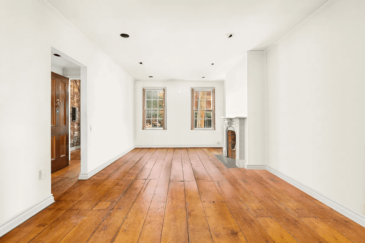 brooklyn parlor with mantel and recessed lighting