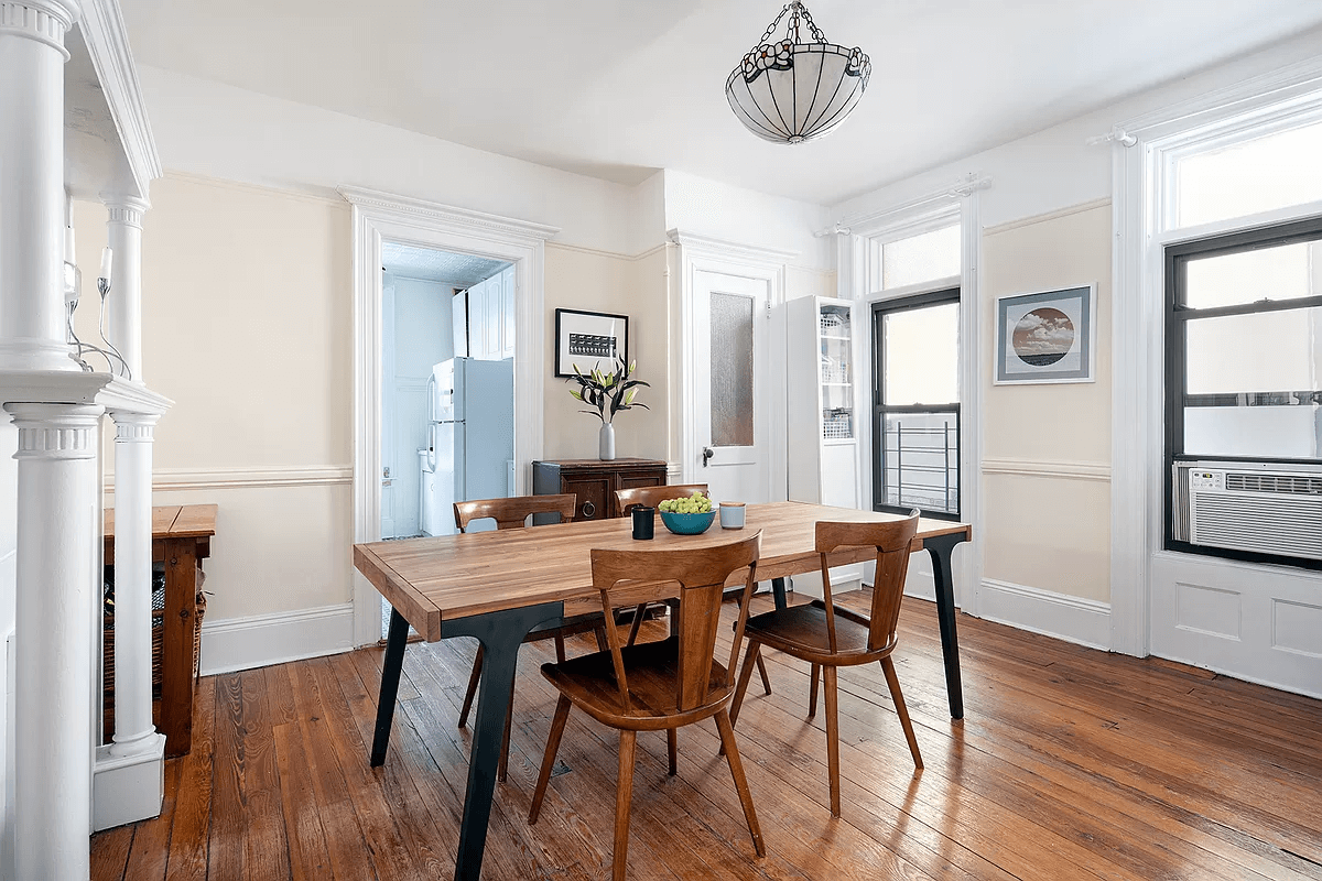 carroll gardens -dining room with mantel and two windows