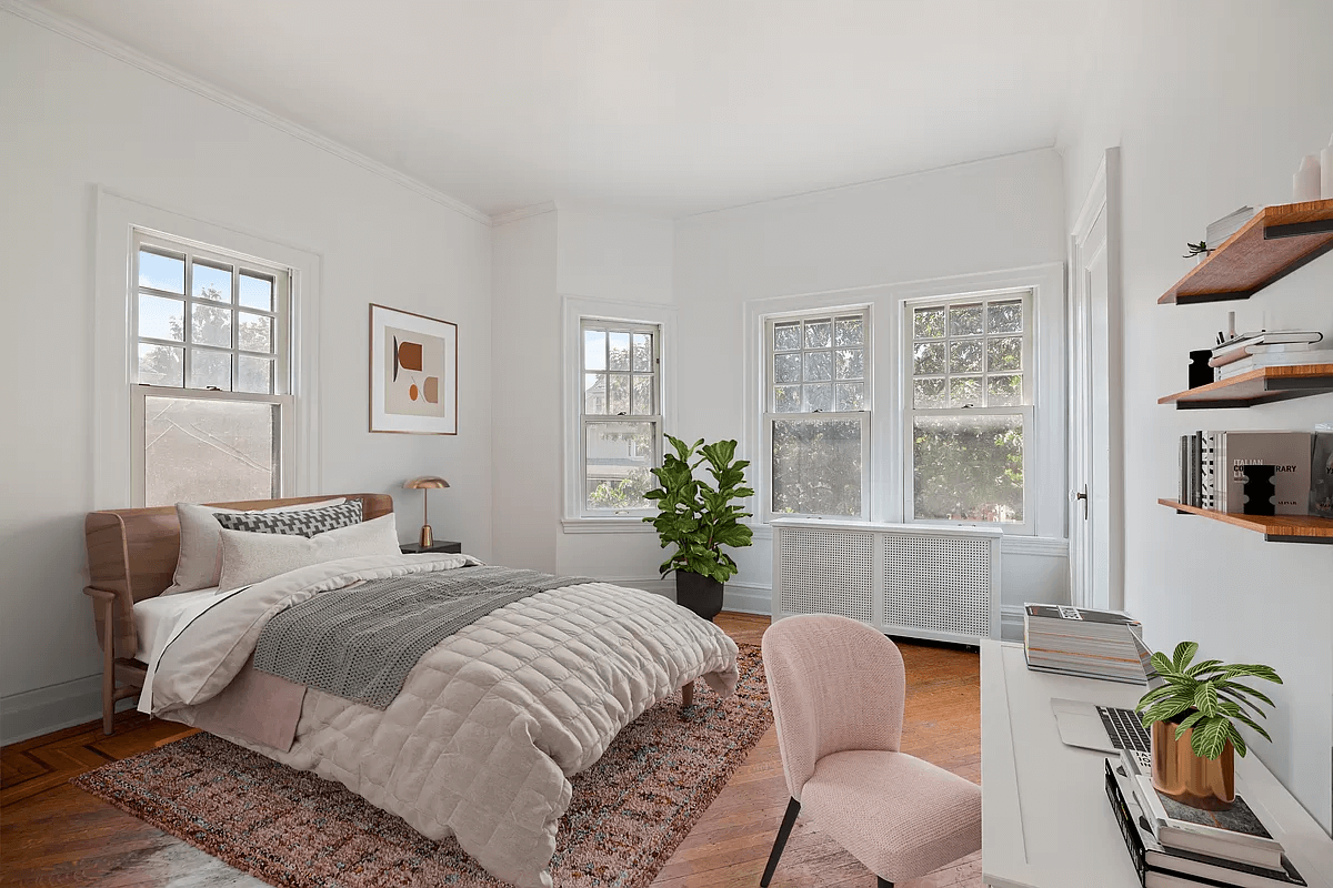 virtually staged bedroom with room for a desk