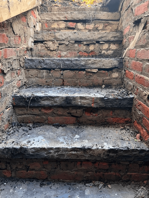 brick stairs to cellar