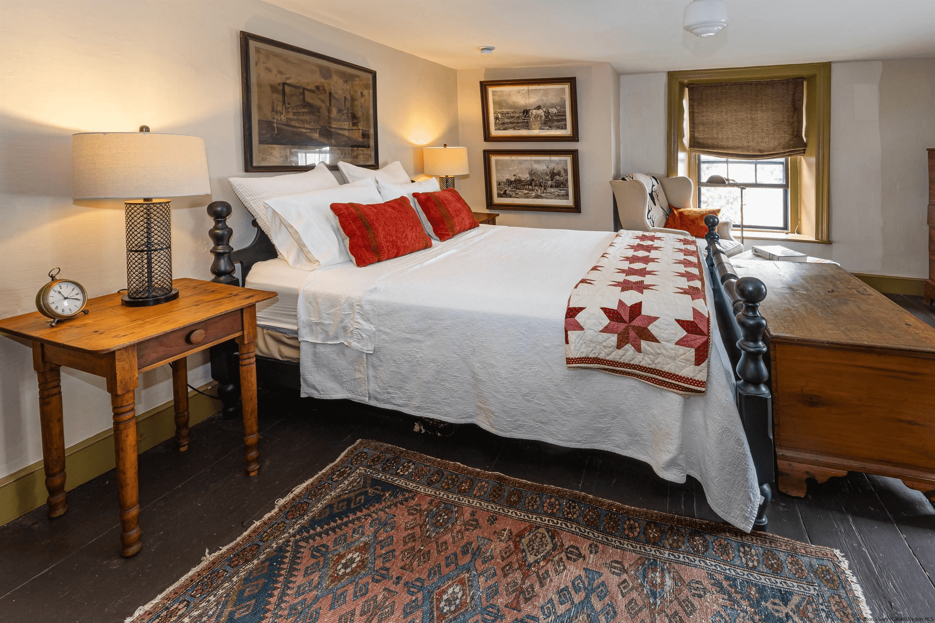 bedroom with painted floor