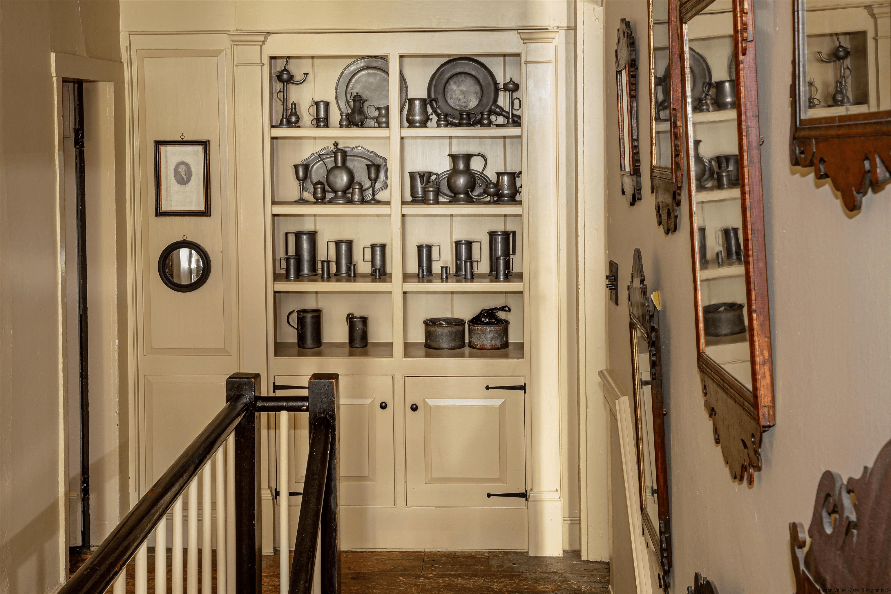 the bookcase on the 2nd floor landing which hides the secret passageway