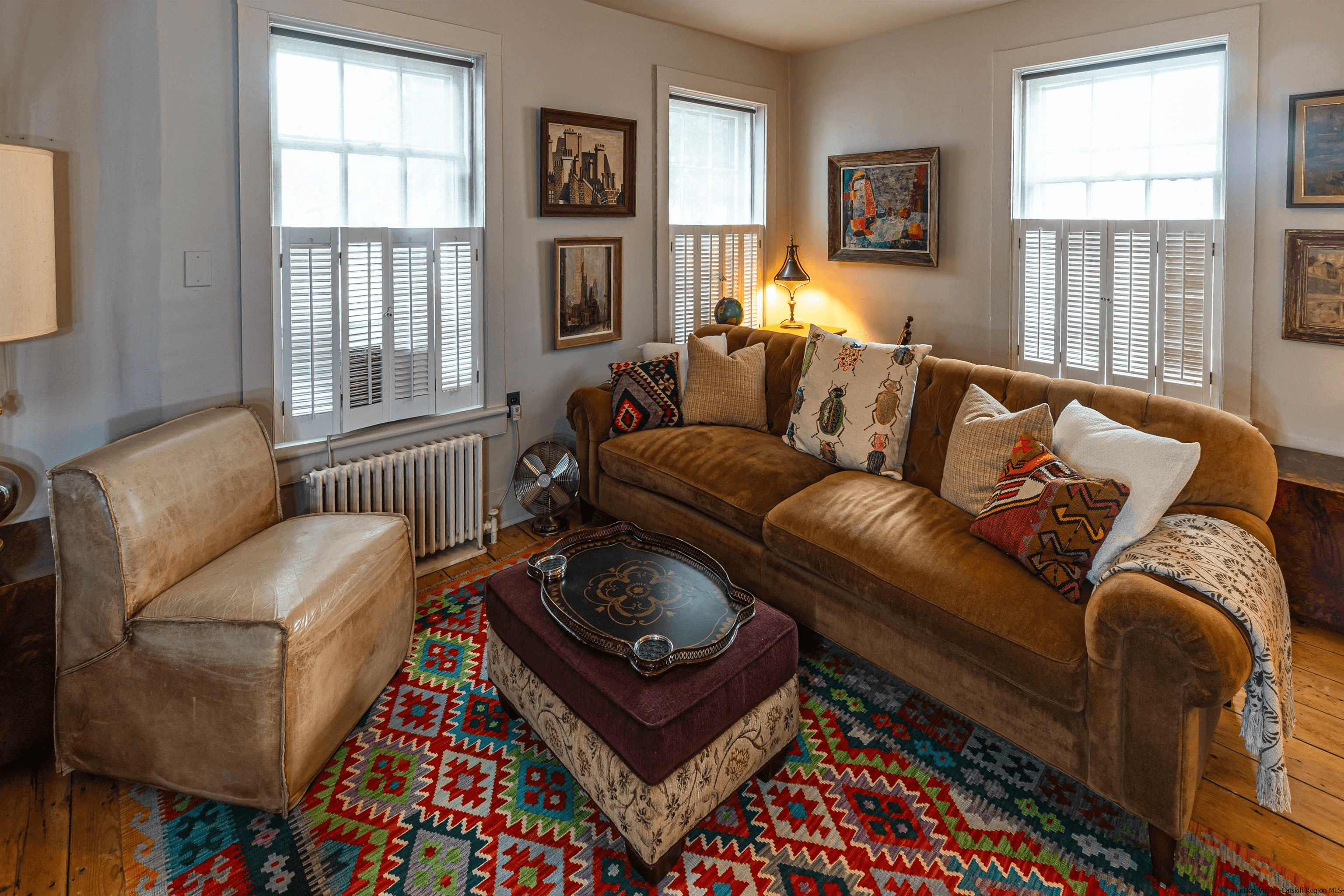 living room with two exposures