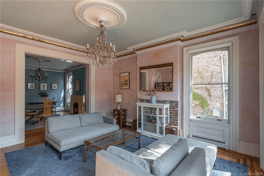 parlor with medallion and moldings