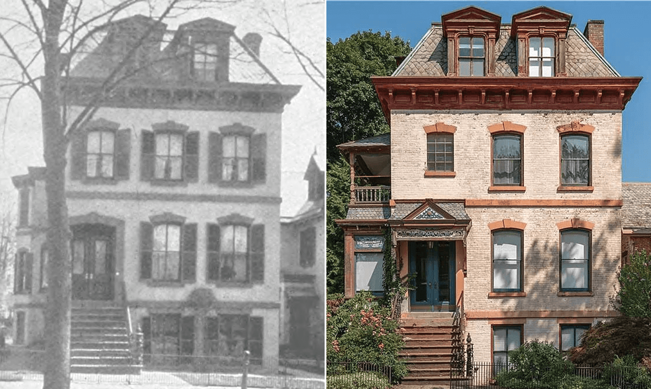 an 1890s photo shows the without the current door hood and side porch