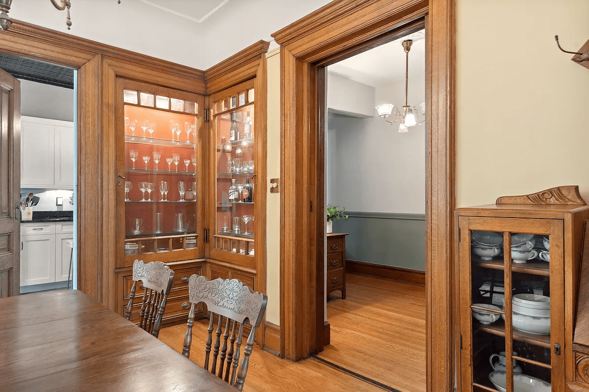 built-in china cabinets in the dining room