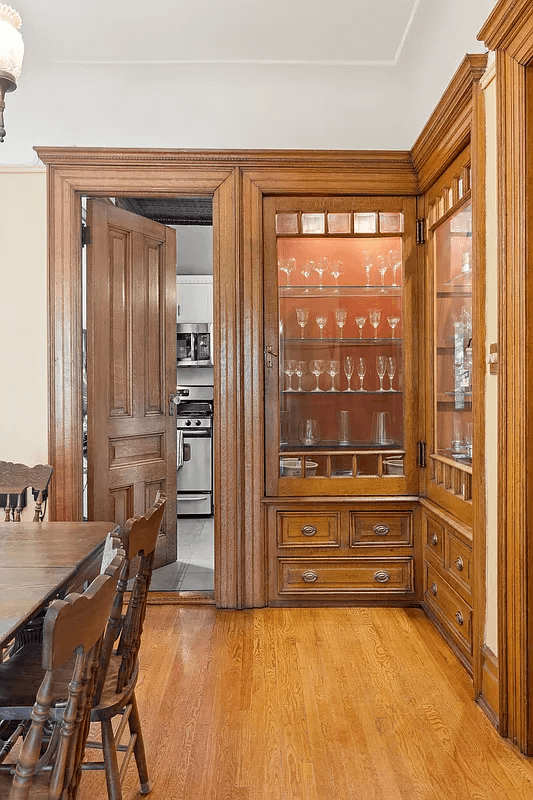 built-in china cabinets in the dining room