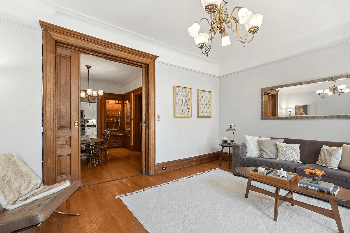 view of pocket doors between living room and dining room