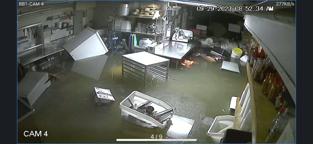 floodwaters inside a business
