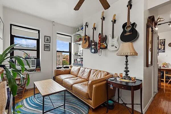 willliamsburg apartment with white walls and wood floors