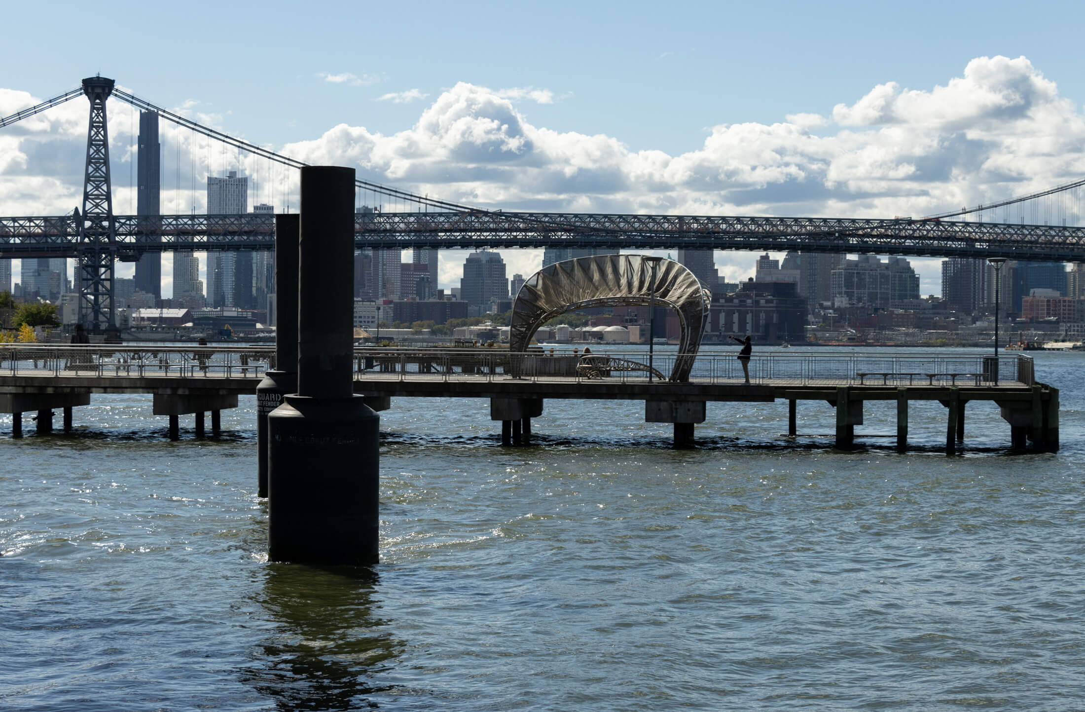 brooklyn - view of the piers off Williamsburg with the Williamsburg bridge in the background