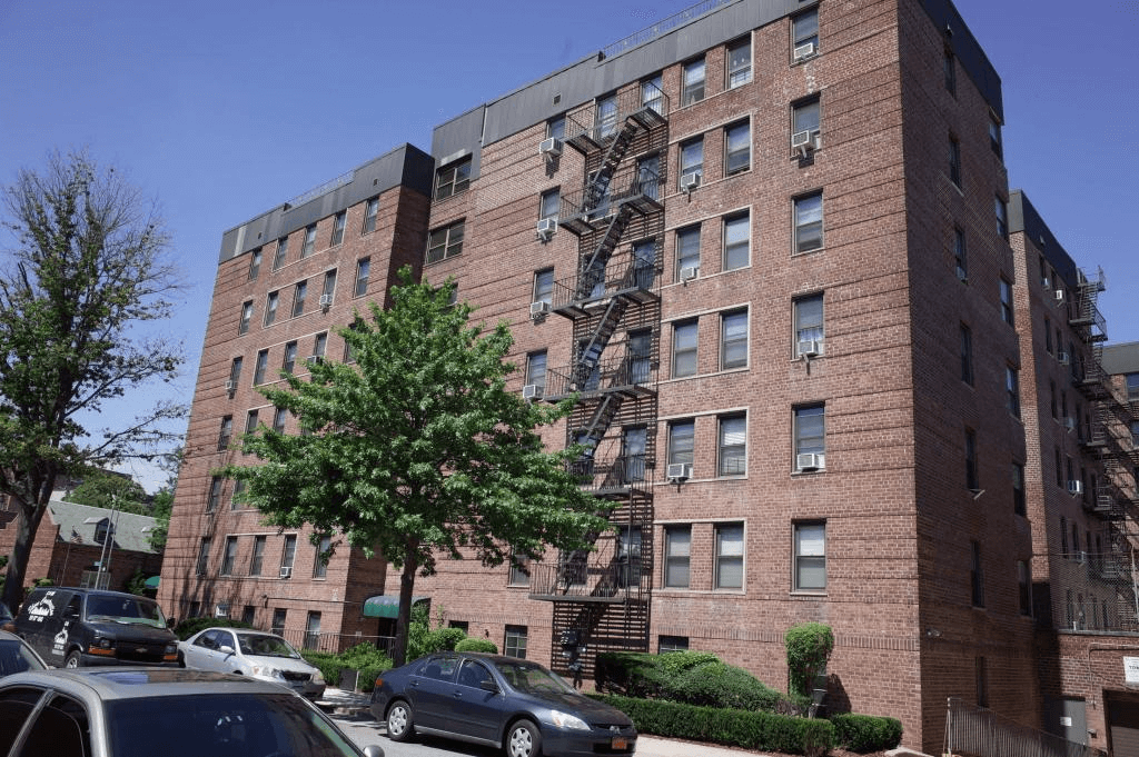 exterior of the brick building