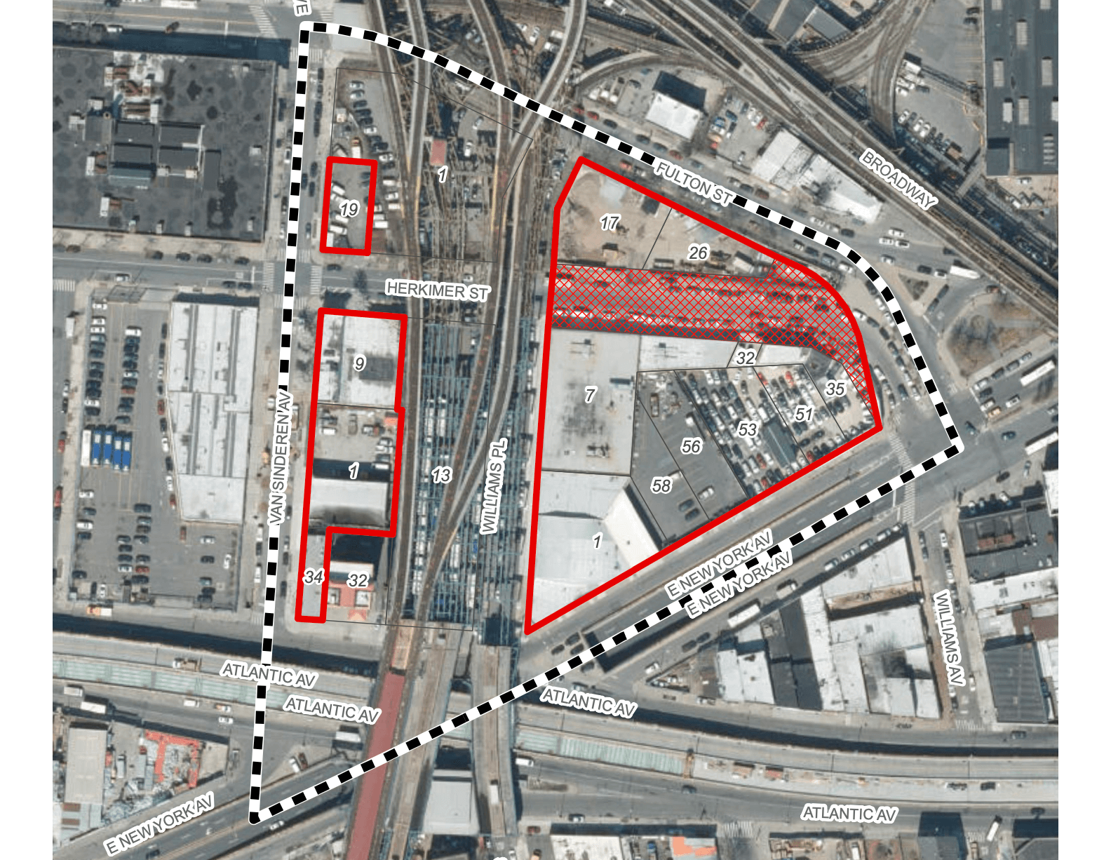 map showing the rezoning boundaries