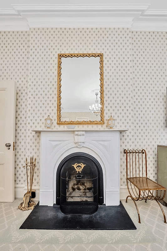 mantel in large bedroom