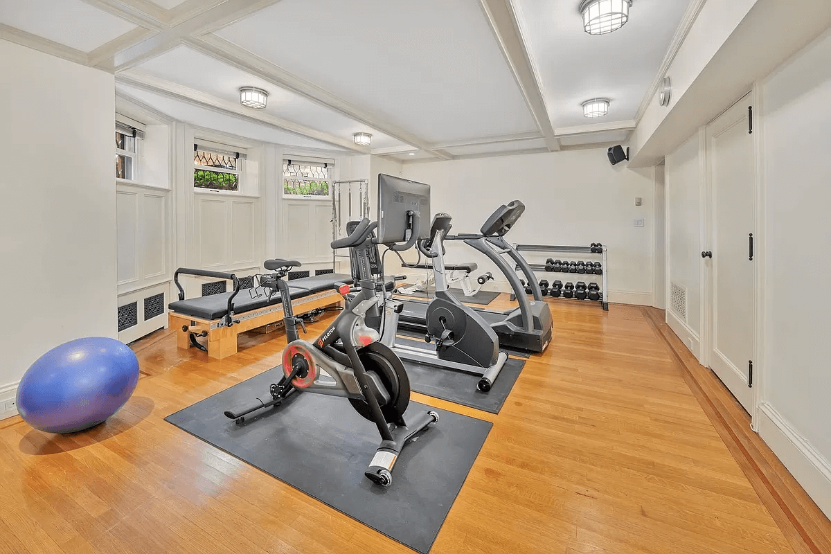 virtually staged gym on the garden level