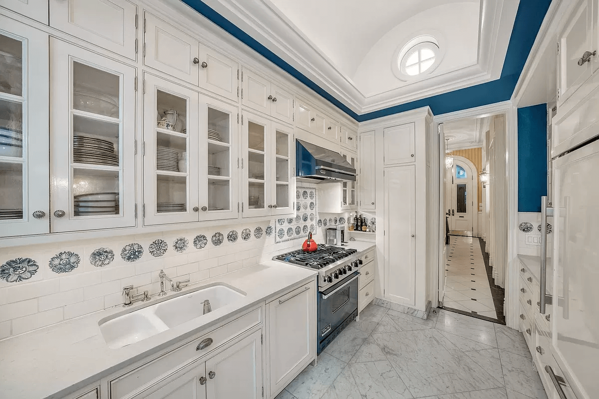 kitchen with white cabinets