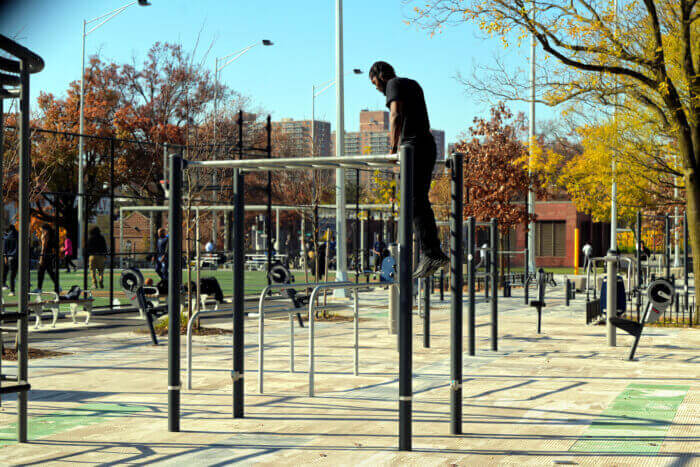 brownsville - people playing in the callahan-kelly playground