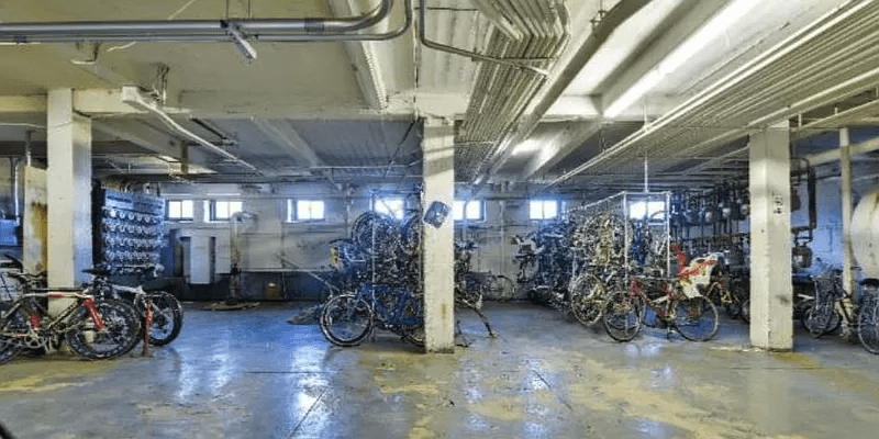 bike storage in the basement