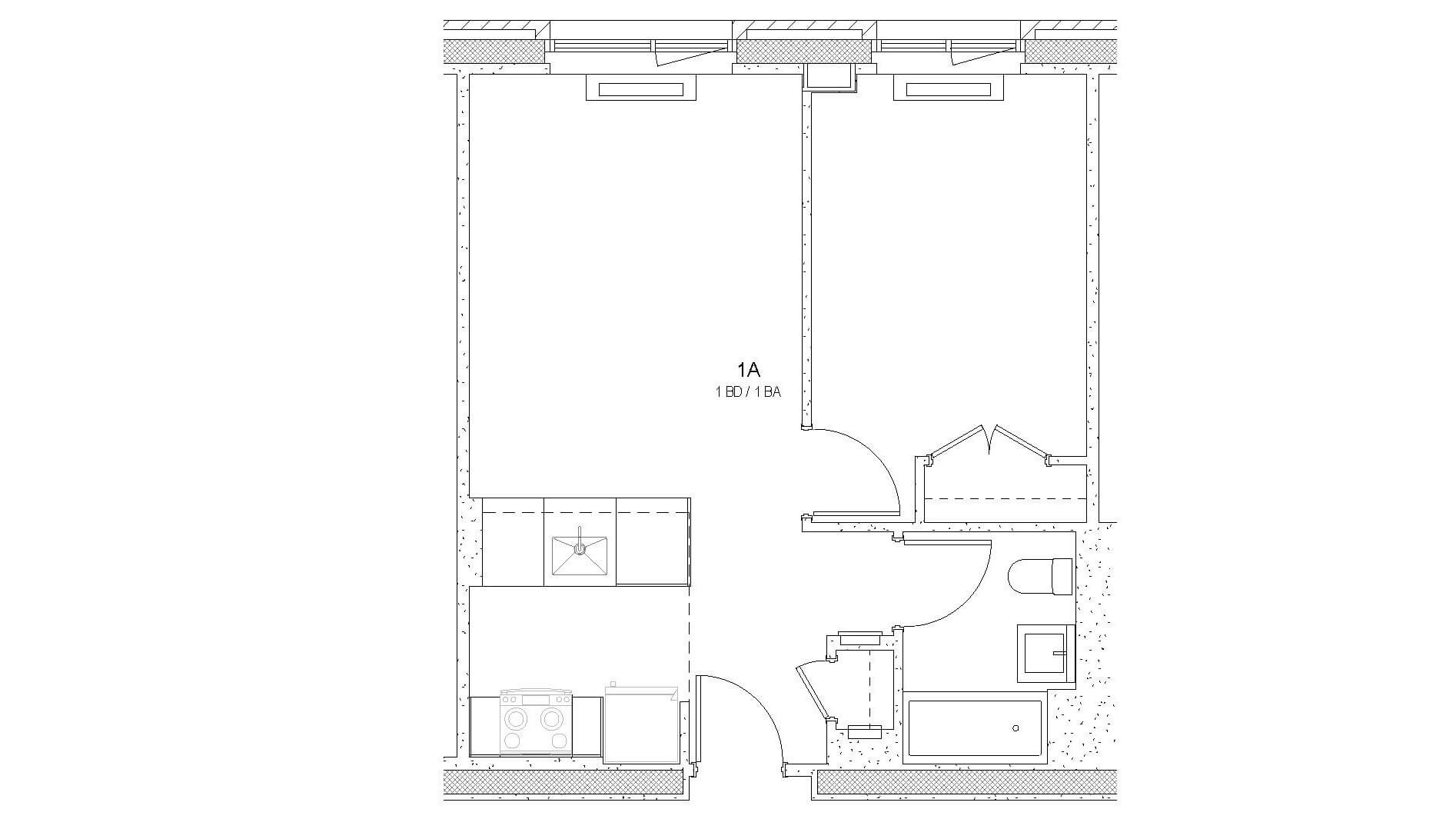 floorplan showing a one bedroom apartment