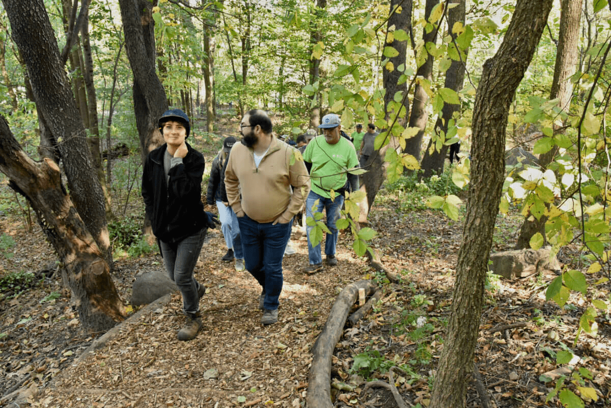 people walking on the trail