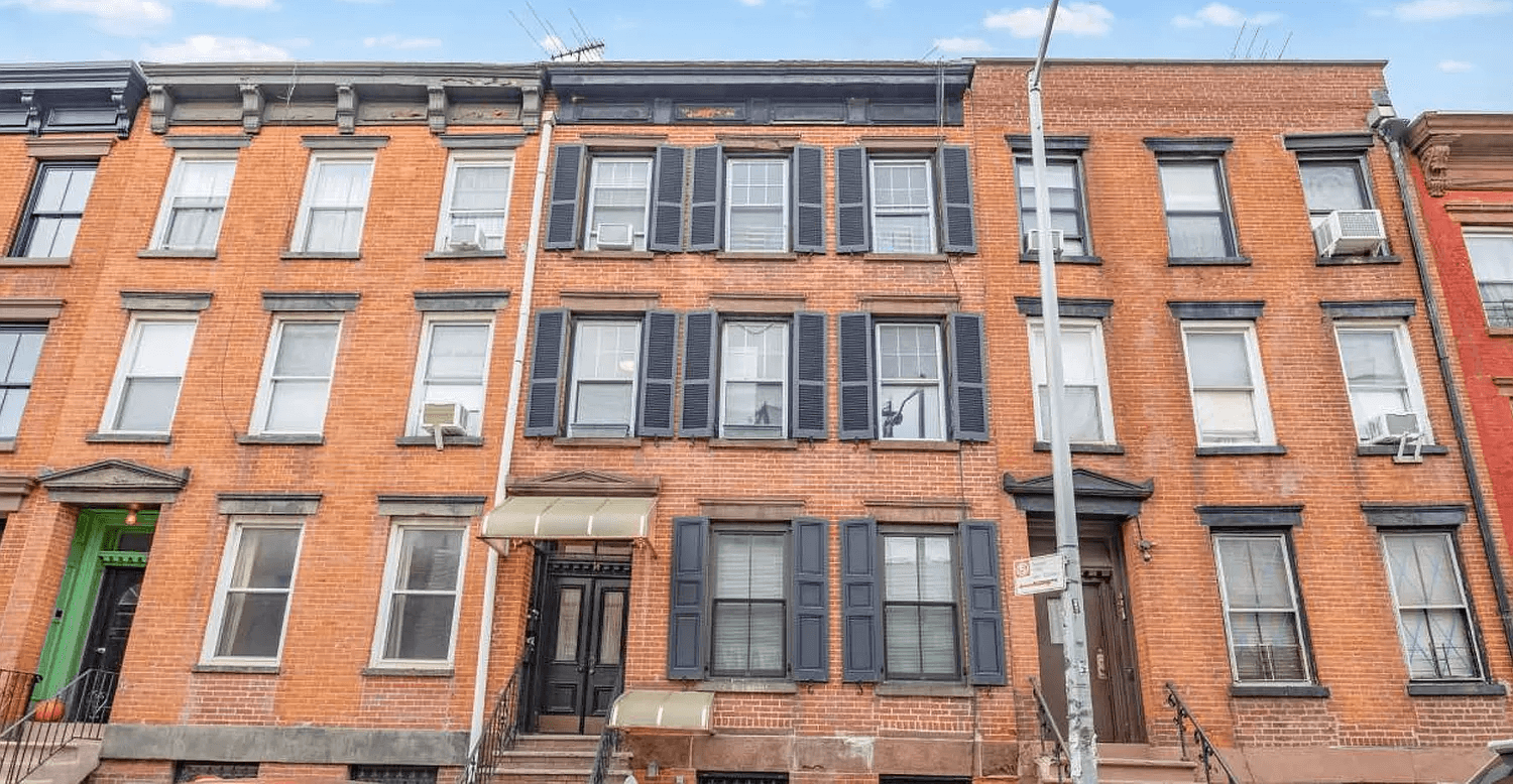 brooklyn open house - williamsburg brick rowhouse with shutters