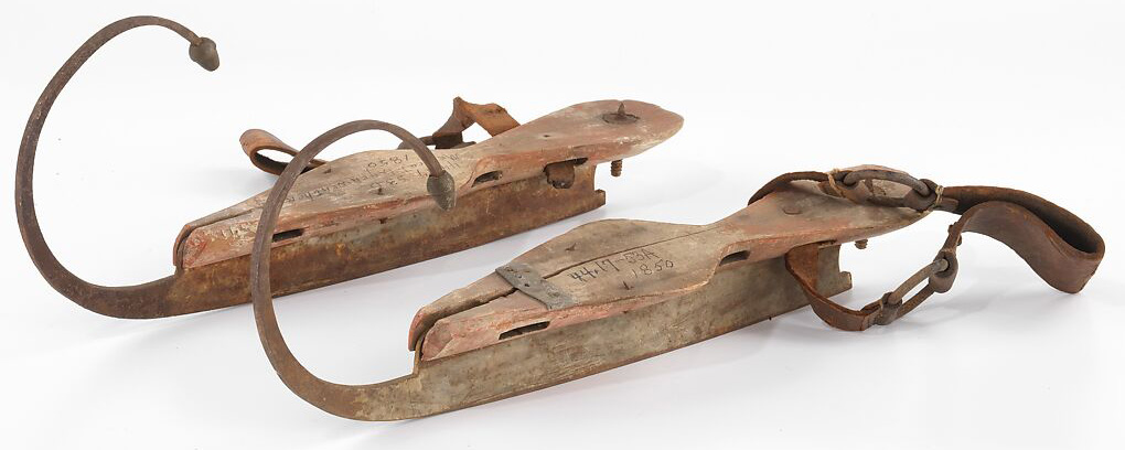 pair of wooden skates