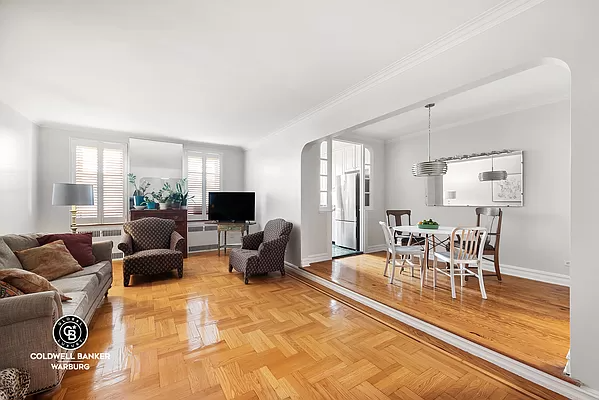 bay ridge - living room with view into elevated dining area