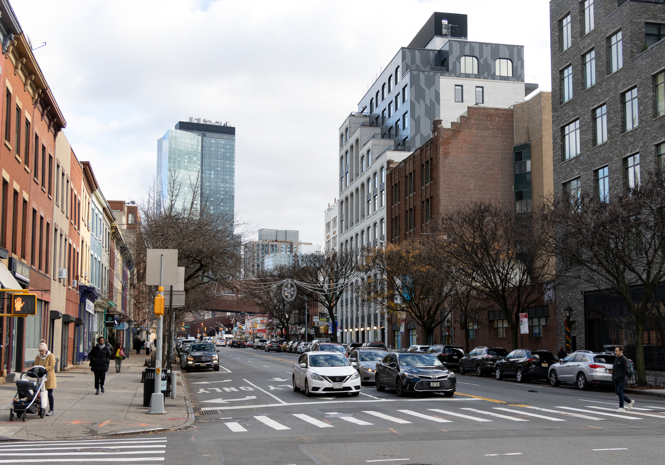 view on atlantic avenue showing new and old buidlings
