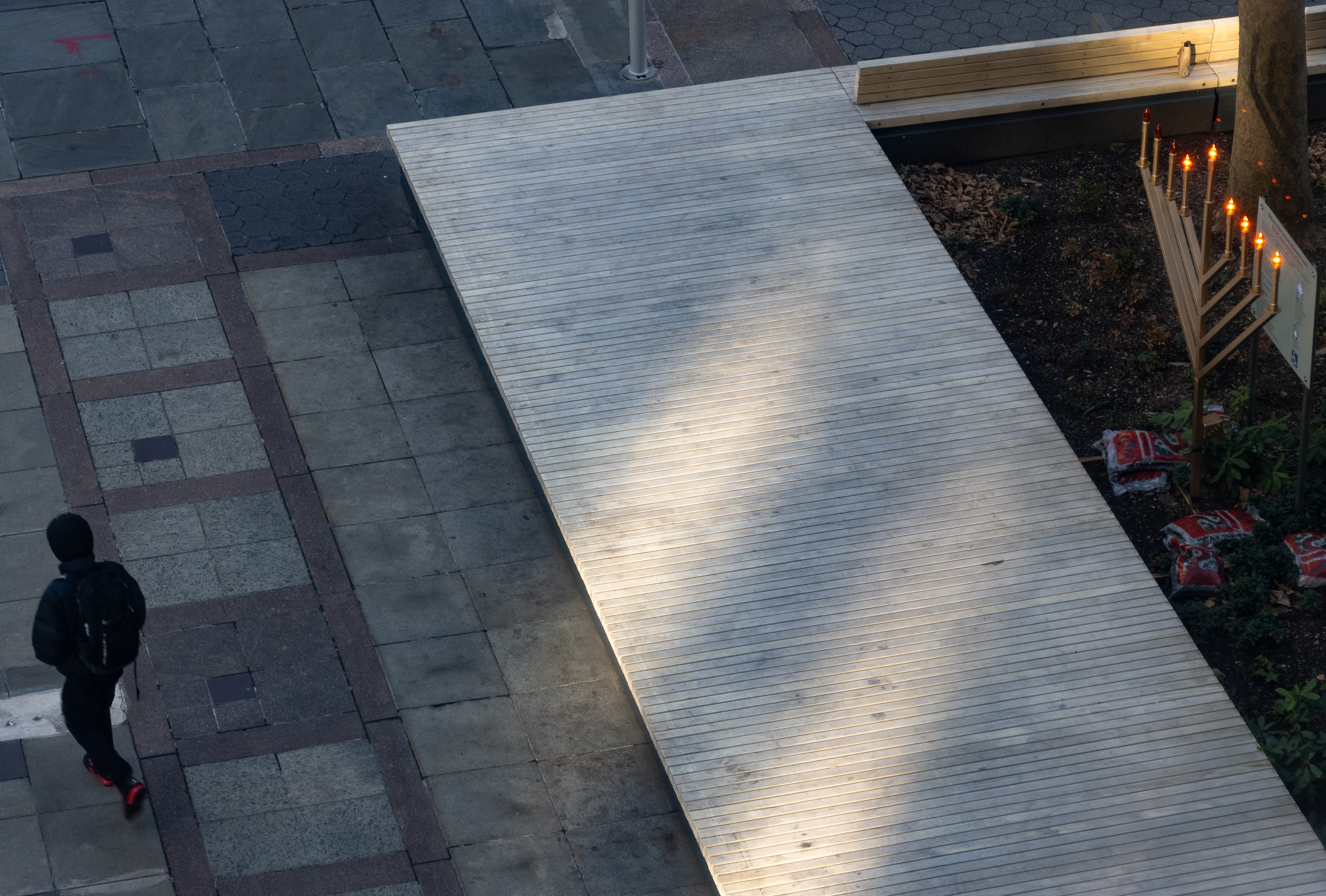 downtown brooklyn: menorah on display in metrotech, brooklyn commons
