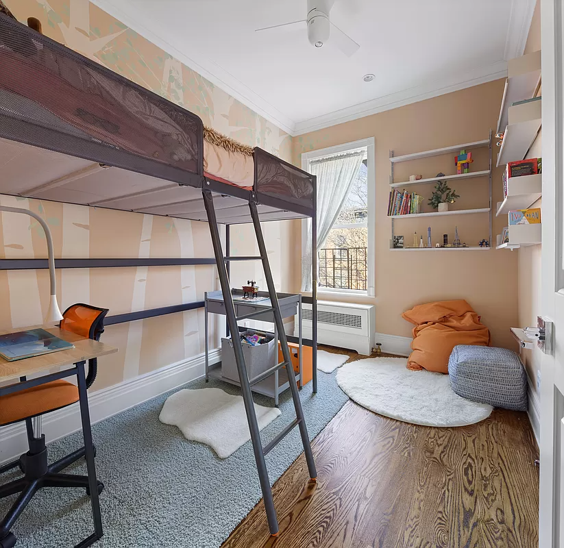 bedroom with one window and peach walls