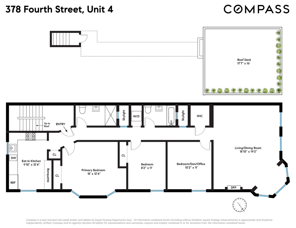 floorplan with kitchen on one end and living room on the other