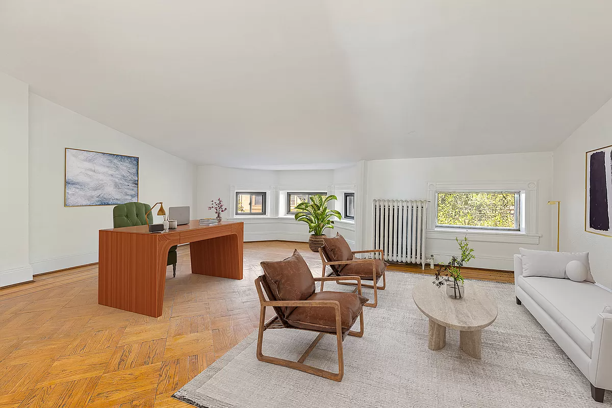 attic room staged as an office