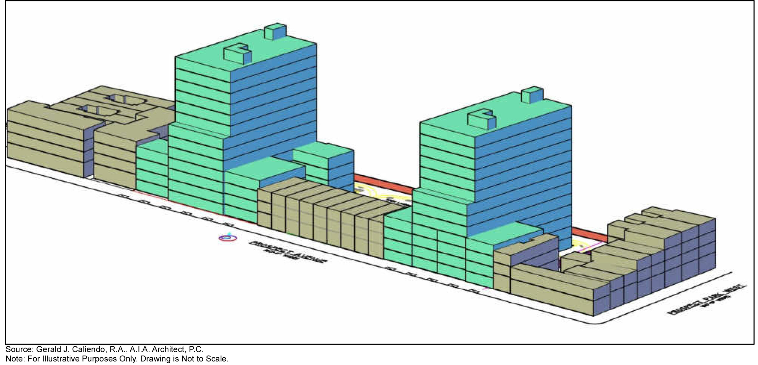 massing of two towers