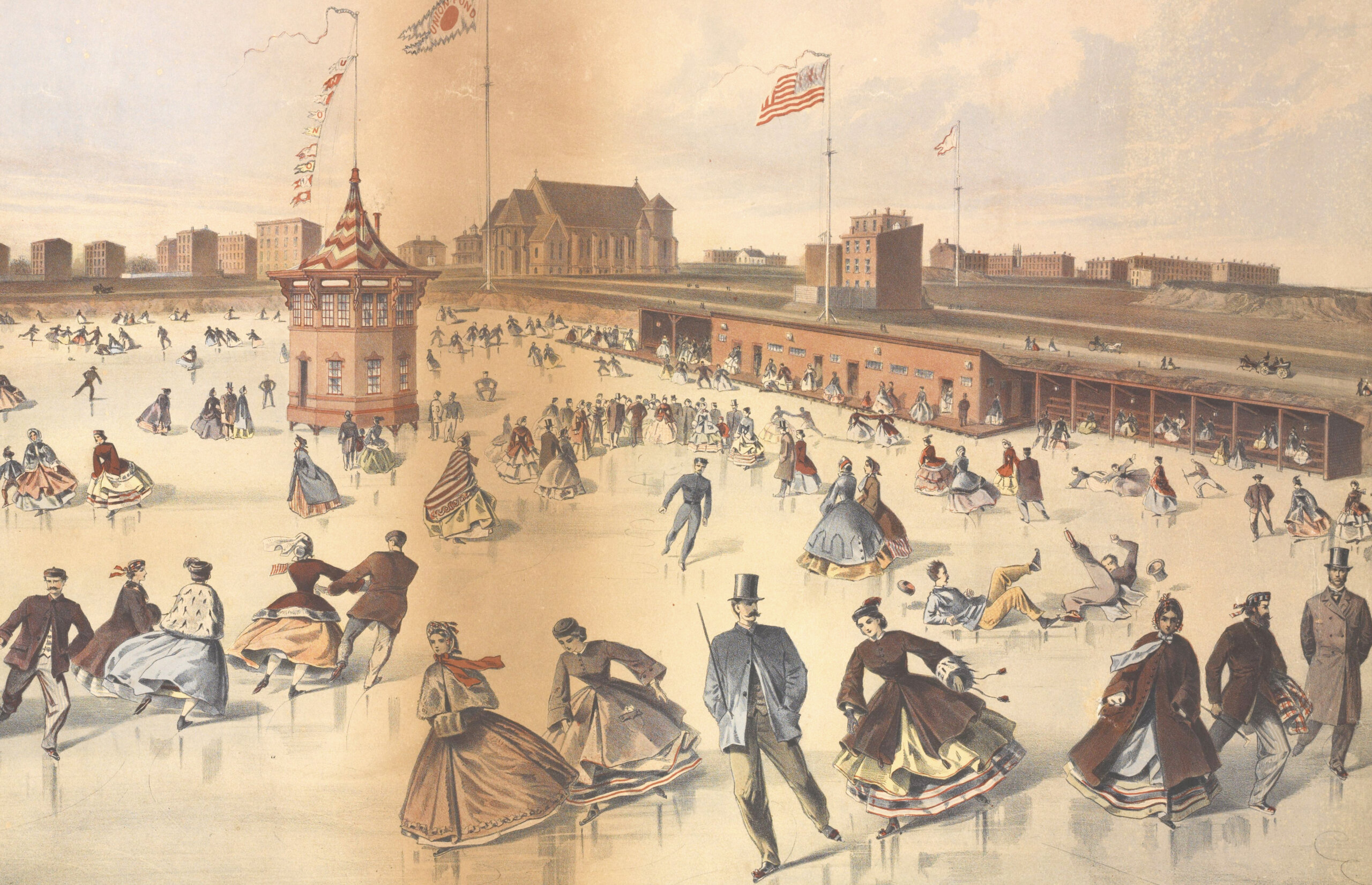 illustration of ice skaters on a pond
