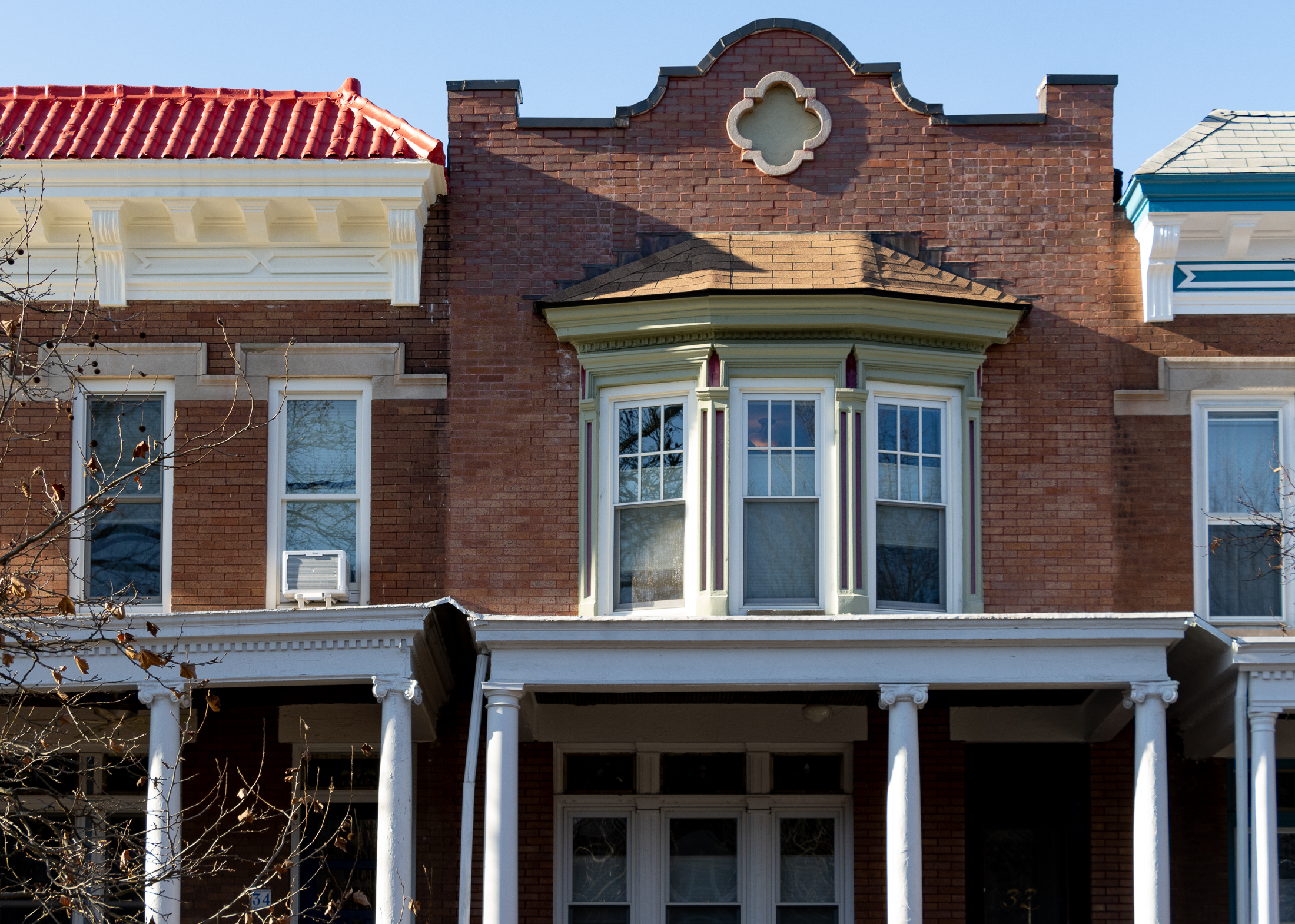 brooklyn - parapets of brick row house in windsor terrace