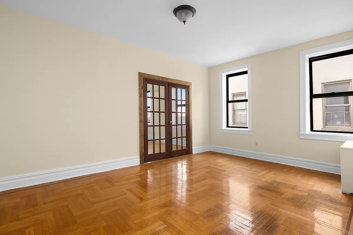 view of the closed french doors in the dining room