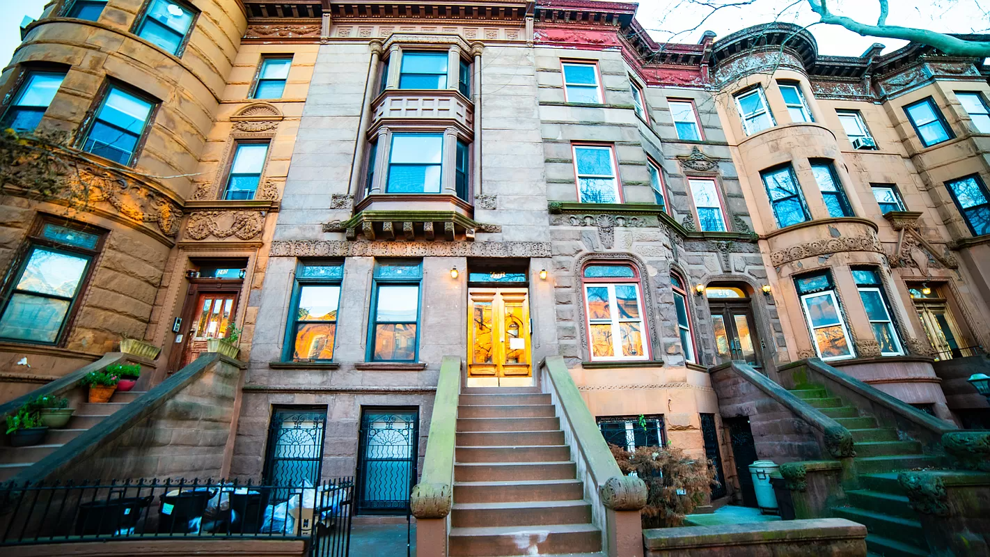 brownstone exterior with stoop