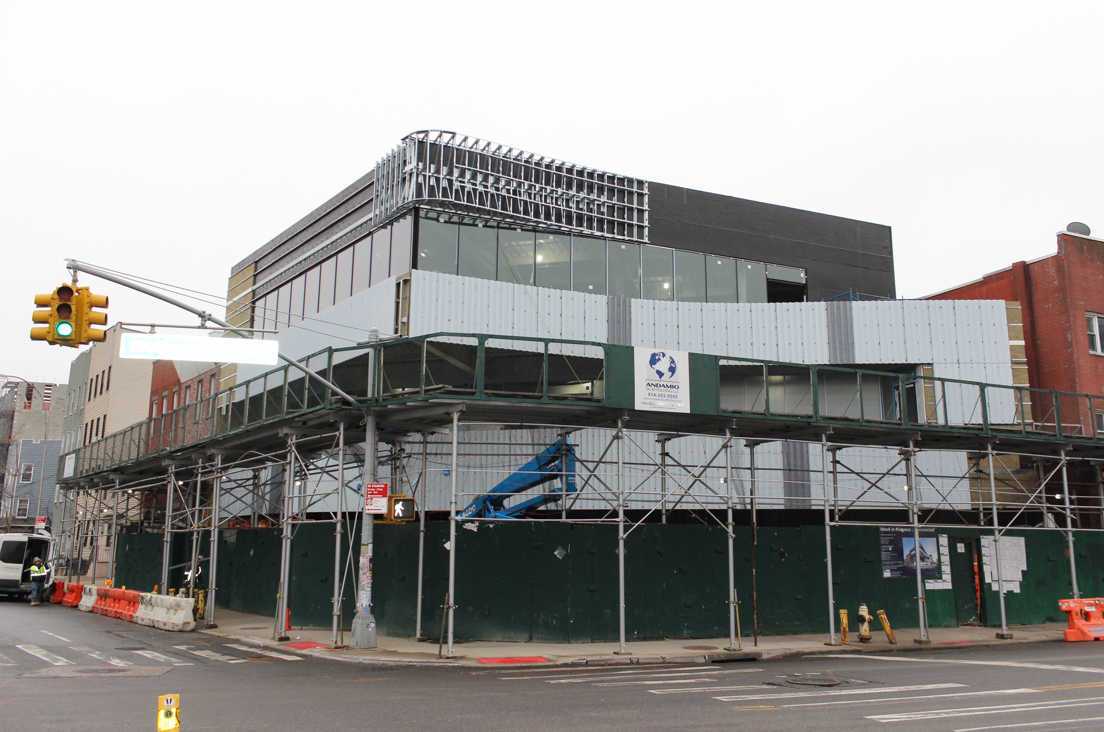 a lower scale building under construction