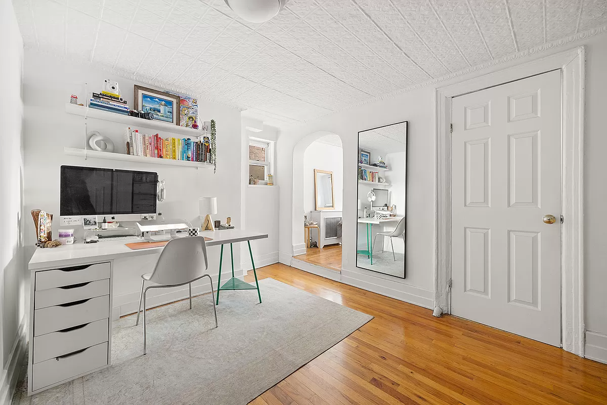 office with tin ceiling